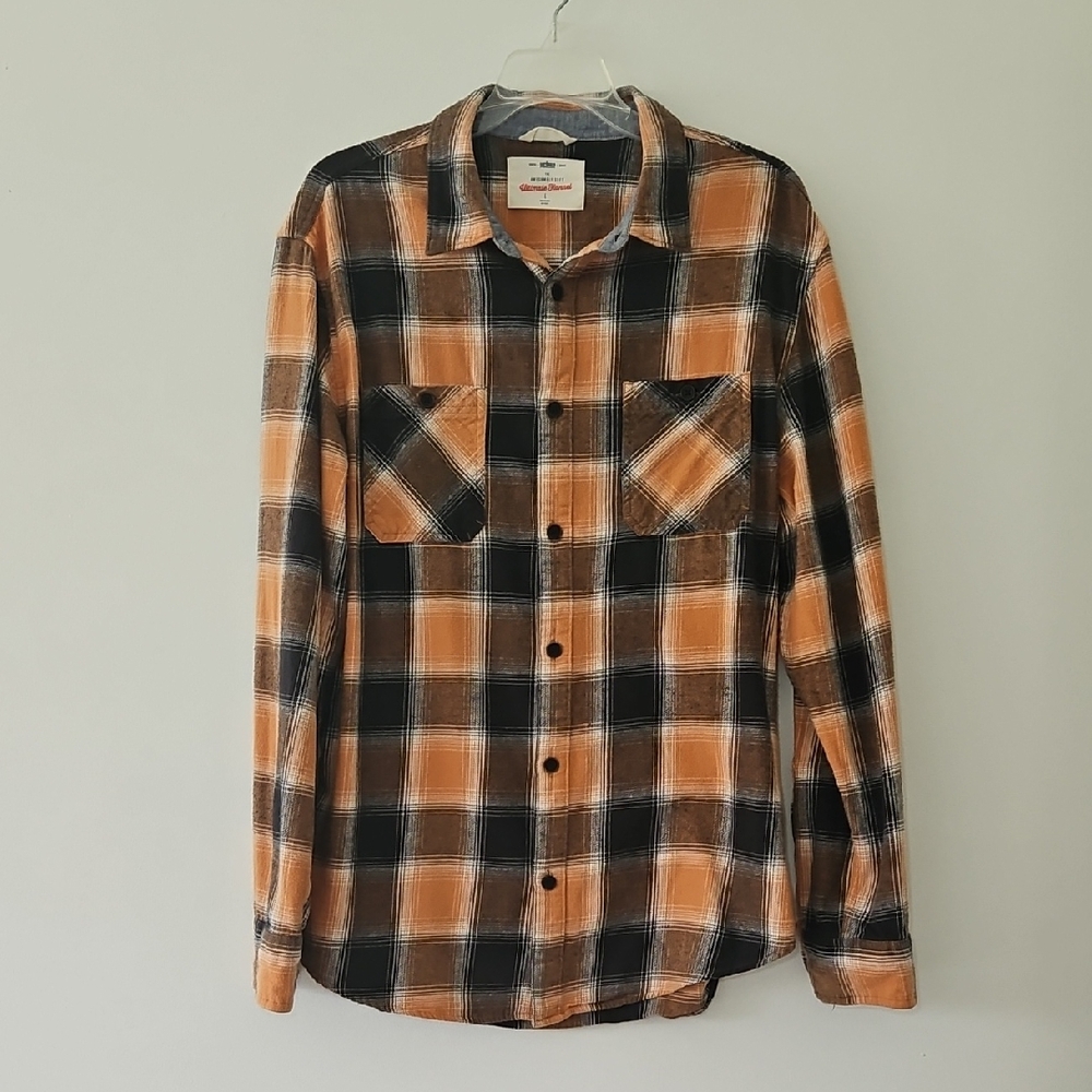 Urban Pipeline Awesomely‎ Soft Plaid Flannel Shirt Orange Size Large